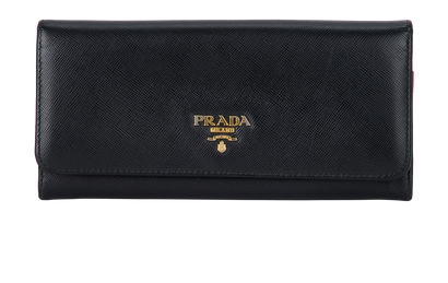 Prada Continental Wallet, £140, Accessories, Black, Leather, Front view